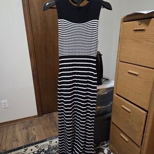 NWOT a new day LARGE Black and White Striped Maxi Dress